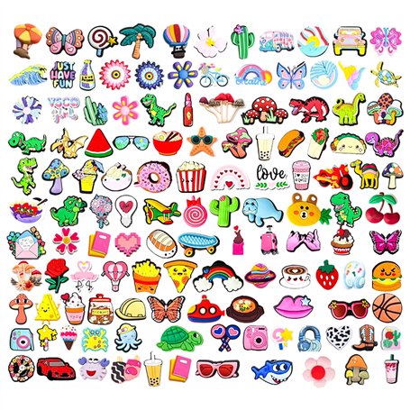 Neikafan Charmes de Chaussure 126 Pièces Pins Chaussures pour Crocs Decoration Shoe Charms Accessoires pour Sabots Sandales
