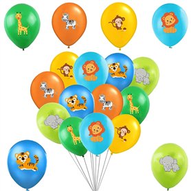 60pièces ballons colorés tête d'animaux de la forêt
