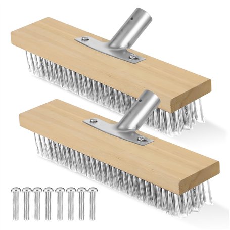 Lot de 2 balais métalliques de 30 cm - Balai métallique robuste - Balai en fil d'acier - 30 cm - Balai en acier pour mauvaises h