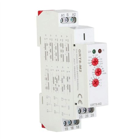 GRT8-M2 AC/DC 12V-240V Relais Temporisé Multifonctionnel avec 10 Fonctions de Montage sur Rail DIN