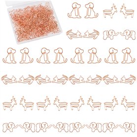 Trombones en Métal 60 Pcs Trombones en Forme d’Animaux 4 Motifs Chien Chat Cerf Éléphant Trombones de Papier Mignons Trombones d