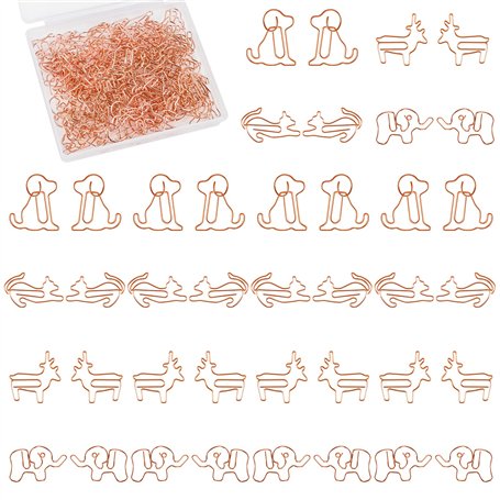 Trombones en Métal 60 Pcs Trombones en Forme d’Animaux 4 Motifs Chien Chat Cerf Éléphant Trombones de Papier Mignons Trombones d