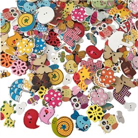 100 Pièces Boutons Animaux Colorés Pour Scrapbooking