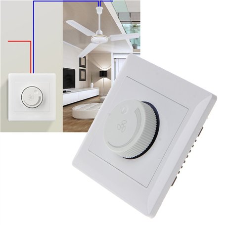 BIlinli 220V 200W Réglage de la Vitesse du Ventilateur de Plafond Commutateur de contrôle Mural Bouton Variateur
