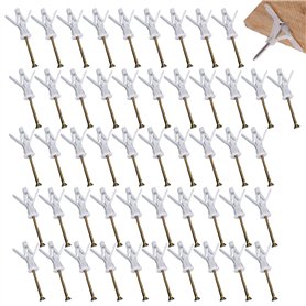 Auriselle Paquet de 50 Chevilles Brique Creuses pour Hélicoptère Chevilles pour Plaques de Plâtre avec Vis Chevilles en Ricin po