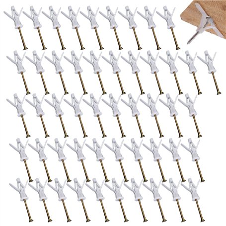 Auriselle Paquet de 50 Chevilles Brique Creuses pour Hélicoptère Chevilles pour Plaques de Plâtre avec Vis Chevilles en Ricin po