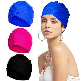 Forreen 3pcs Bonnet de Bain Femme Piscine Impermeable Élastique Bonnet Piscine Antidérapant Séchage Rapide Confortable Bonnet de