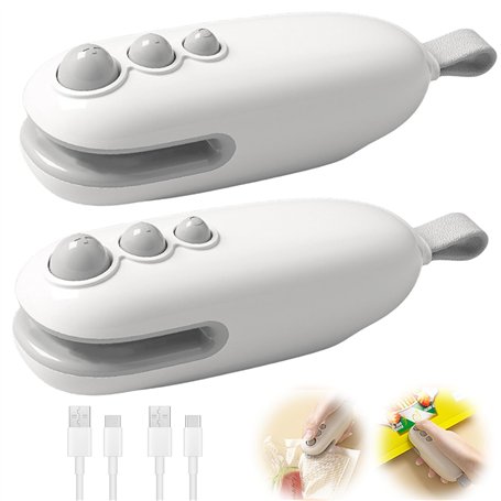 Lot de 2 mini machines à souder portatives 2 en 1 pour sceller et couper les sachets pour collations