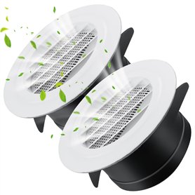 GOMETY Lot de 2 grilles de ventilation rondes 100 mm ABS avec moustiquaire pour salle de bain