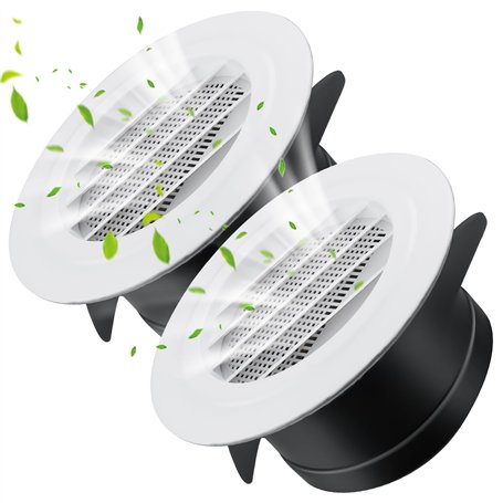GOMETY Lot de 2 grilles de ventilation rondes 100 mm ABS avec moustiquaire pour salle de bain
