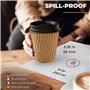 110 Kraft Ondulation Double Paroi Gobelets Carton pour Café à Emporter - Tasse 240ml avec Couvercles et Agitateurs en Bois pour 