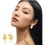 4 Pièces Bague Femme Kit, 1 Bague Femme Réglable avec 1 Paire Boucles d'Oreilles Or et 1 Boîte à Bijoux, Bague Goutte D'eau pour