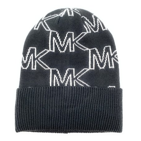 Michael Kors Bonnet pour femme - Bonnet d'hiver - Bonnet tricoté - Taille unique - Laine acrylique douce - Logo - Noir et blanc