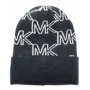 Michael Kors Bonnet pour femme - Bonnet d'hiver - Bonnet tricoté - Taille unique - Laine acrylique douce - Logo - Noir et blanc