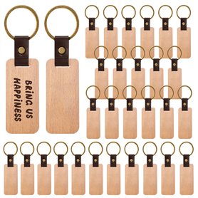 WANDGU Porte-Clés en Bois: 30 Pièces Bois Bricolage Porte-CléS