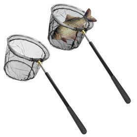 WIYETY Lot de 2 épuisettes de pêche télescopiques - Avec filet de pêche pliable - 150 cm - Accessoire de pêche en plein air - Po