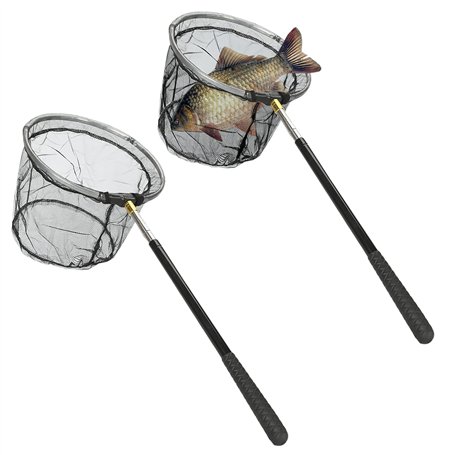 WIYETY Lot de 2 épuisettes de pêche télescopiques - Avec filet de pêche pliable - 150 cm - Accessoire de pêche en plein air - Po