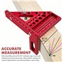 WANDGU 3D Equerre de Menuiserie: Equerre 3D Aluminium à 45/90 Degrés, Rapporteur Carré pour le Travail du Bois, Règle de Mesure 