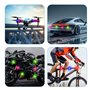 LEKEFETO Lot de 4 lumières LED sans fil pour voiture : 8 couleurs étanches avec télécommande, chargement USB, feux anti-collisio