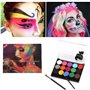Neoreser Peinture Corporelle pour Le Visage, Peinture Visage Enfant, 15 Couleurs Peinture Visage avec 2 Pinceaux, 32 Pochoirs, P
