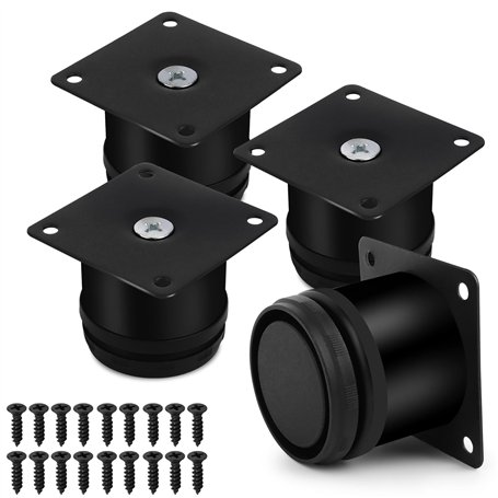 NVIYAM Lot de 4 Pieds de Meuble Réglables Universel Pieds de Lit Réglable 0-15 mm avec des Vis Reglable Pied de Table Acier Inox