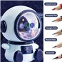 Taille-Crayon Astronaute de Dessin Animé Avec Manivelle et Récipient - Manuel, Réglable (Trois Niveaux) Pour Bureau et Salle de 