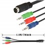 GINTOOYUN Câble Mini DIN 9 broches MINI DIN 9 broches vers 3 * DC3.5mm Câble audio rouge, vert et bleu pour récepteurs audio, éq
