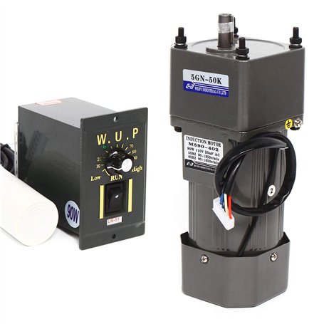 Motoreducteur Électrique AC 220V Moteur à Engrenages Asynchrone Monophasé 90W avec Régulateur de Vitesse (50 K)