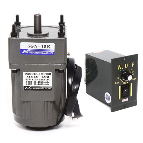 Motoreducteur Électrique AC 220V Moteur à Engrenages Asynchrone Monophasé 40W avec Régulateur de Vitesse (15K)