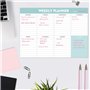 Bloc de planification hebdomadaire – Bloc de planification de bureau avec liste de tâches, calendrier hebdomadaire et calendrier
