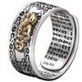 OUTEYE 99 Argent PiXiu Bouddhiste Coeur Sutra Anneau pour Hommes Femmes Feng Shui Anneau Ouverture réglable Mantra amulette Rich