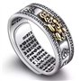 OUTEYE 99 Argent PiXiu Bouddhiste Coeur Sutra Anneau pour Hommes Femmes Feng Shui Anneau Ouverture réglable Mantra amulette Rich
