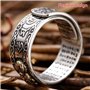 OUTEYE 99 Argent PiXiu Bouddhiste Coeur Sutra Anneau pour Hommes Femmes Feng Shui Anneau Ouverture réglable Mantra amulette Rich