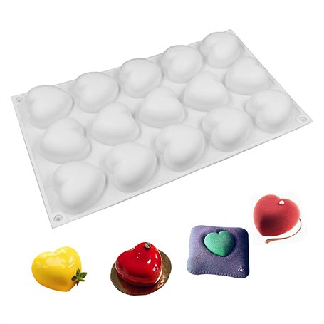 3D Amour Coeur Forme Moules 15 Trous Silicone Moules Coeur Pâtisserie Confection Bonbons Moule Cake Pop Moulds Moules à Dessert