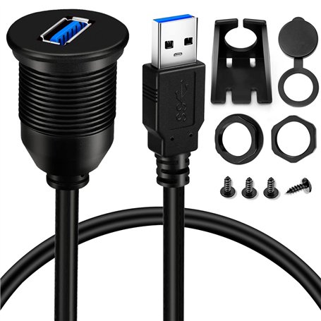 Batige USB 3.0 mâle vers USB 3.0 Femelle auxiliaire Montage encastré Support de Voiture câble d'extension pour Auto Camion Batea