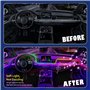 Éclairage intérieur de voiture, 18 en 1 HMYC 128 bandes LED colorées en fibre optique acrylique, atmosphère de décoration univer