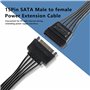 Câble adaptateur répartiteur d'alimentation SATA en Y 15 broches SATA mâle vers double femelle pour disque dur HDD SSD 22 cm