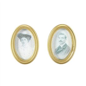 Wifehelper 2 Pcs/Set Maison De Poupée Miniature Cadre Ovale Cadre Photo Mini Encadré Image Couple Photos Décoration Murale Intér