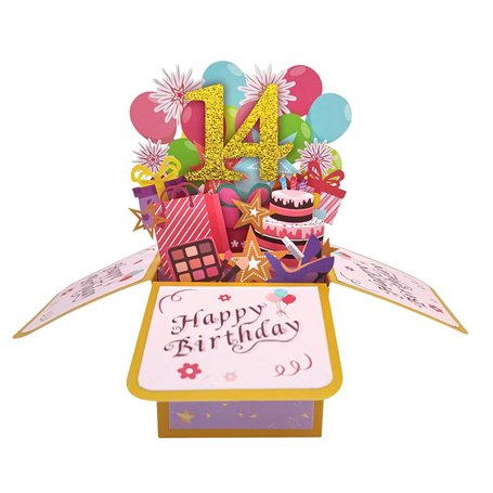 Carte pop-up « Happy 14th Birthday » pour fille