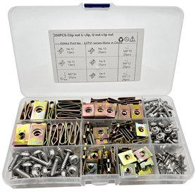 NICAVKIT Lot de 200 Assortiment de vis et d'écrous cage pour garde-boue de voiture