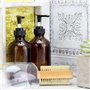DRERIO Flacon Pompe Ambré Verre Lot de 2 Bouteille Verre 500ml avec 4 Salle de Bain ÉTiquettes, Distributeur pour Shampoing, Liq