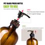 DRERIO Flacon Pompe Ambré Verre Lot de 2 Bouteille Verre 500ml avec 4 Salle de Bain ÉTiquettes, Distributeur pour Shampoing, Liq