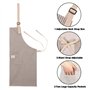 KroY PecoeD 3 Pièces Tablier de Cuisine, Chef Tabliers Femme Réglable avec Poches Anti Tâches Tablier Homme en lin et coton pour