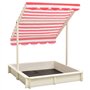 Boîte à Sable Jeu de Sable Aire de Jeux pour Enfant Bac à Sable et Toit réglable Bois de Sapin Blanc et Rouge UV50