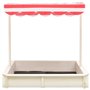 Bac à Sable, Boîte à Sable Jeu de Sable Aire de Jeux pour Enfant Bac à Sable et Toit réglable Bois de Sapin Blanc et Rouge UV50