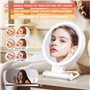 Euakee Miroir Grossissant Lumineux, 10x/1x, Miroir Grossissant Lumineux sur Pied Double Face 3 Couleurs 48 LED, Miroir de Maquil