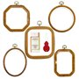 AMANDELIZABE Lot de 5 cercles à broder en plastique pour point de croix - Kit de broderie - Cadre de broderie - Rectangle rond o