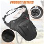 WANDGU Sac Banane Moto Hommes Femmes : Sac de Jambe et Sac Banane 2 en 1, Sac de Jambe Rigide Imperméable Sac de Jambe Sacoche d