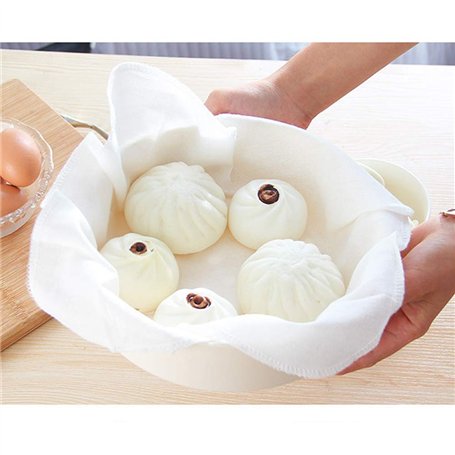 5 pièces Doublures en coton à vapeur Tapis en maille respirant Carré Tampon antiadhésif Friteuse à air Cuire à la vapeur Dumplin
