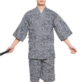 un-brand Ensemble de kimono japonais imprimé Pyjama Yukata Festival de feux d'artifice (taille L